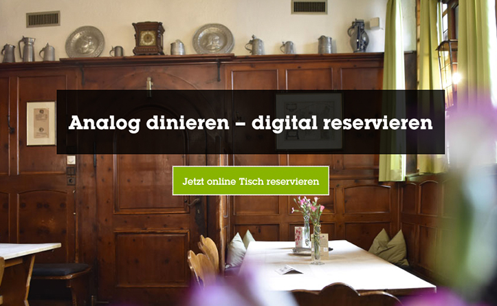 Analog dinieren – digital reservieren.